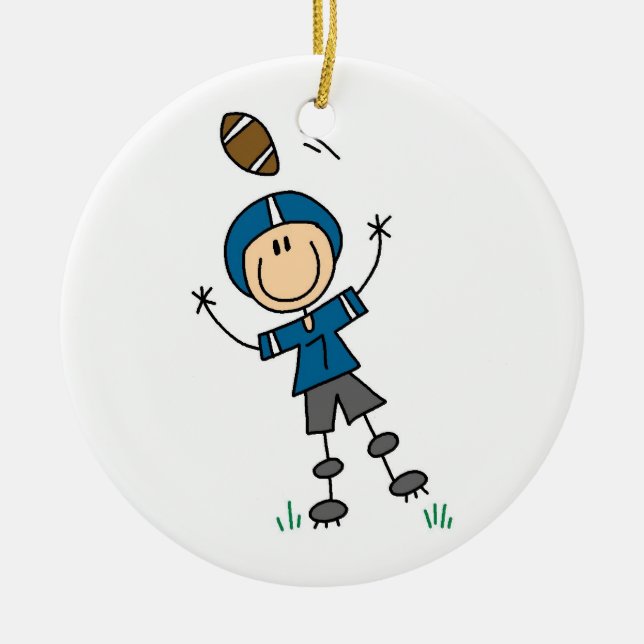 Ornamento De Cerâmica Stick Figure Futebol Blue (Frente)