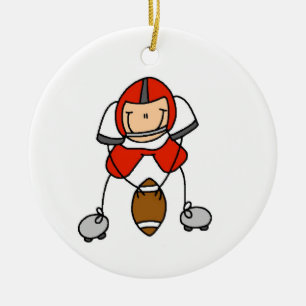 Ornamento De Cerâmica Stick Figure Futebol Red