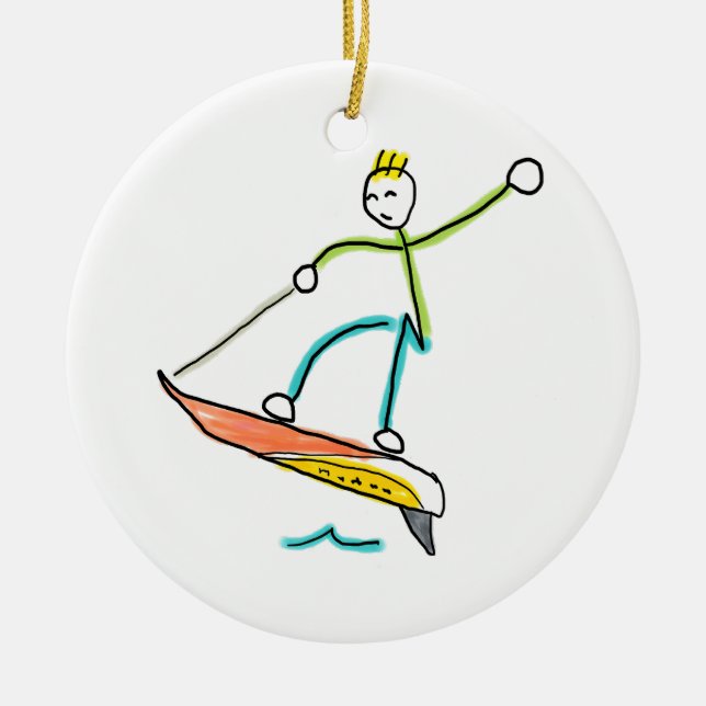 Ornamento De Cerâmica Stickman de Jetboard (Frente)