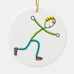 Ornamento De Cerâmica Stickman de Patinação no Gelo