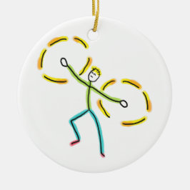 Ornamento De Cerâmica Stickman Girando Poi