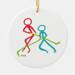 Ornamento De Cerâmica Stickmen de Hóquei no Gelo