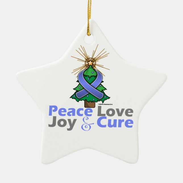 Ornamento De Cerâmica Stomach Cancer Peace Love Joy Cure (Frente)