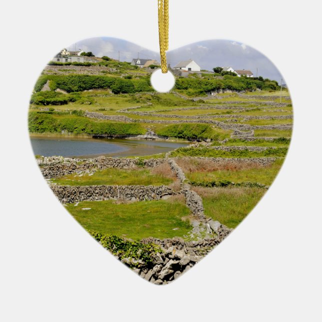 Ornamento De Cerâmica Stone Walls da Irlanda (Frente)