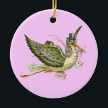 Ornamento De Cerâmica STORY BABY GIRL CHÁ MONOGRAM Red Ruby<br><div class="desc">Design elegante e colorido,  elaborado a partir da vintage com uma gemstone 3D brilhante.</div>