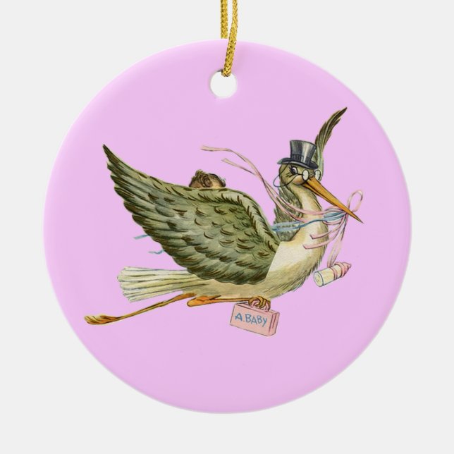 Ornamento De Cerâmica STORY BABY GIRL CHÁ MONOGRAM Red Ruby (Frente)