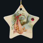 ORNAMENTO DE CERÂMICA STORY BABY GIRL CHÁ STAR MONOGRAMA RED RUBY<br><div class="desc">Design elegante e colorido,  elaborado a partir da vintage com uma gemstone 3D brilhante.</div>