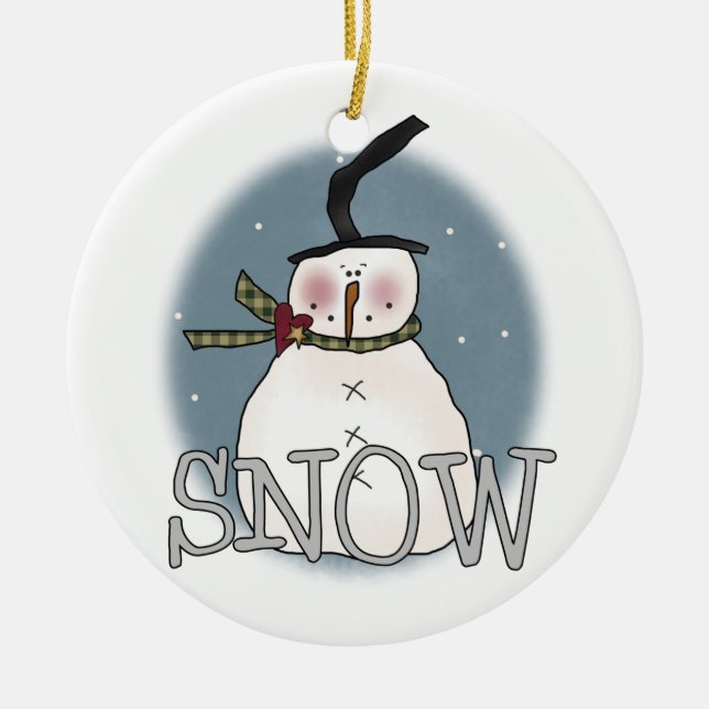 Ornamento De Cerâmica Stovepipe Hat Snowman Guarnament (Frente)