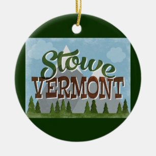 Ornamento De Cerâmica Stowe Vermont Diversão Retro Montanhas Snowy