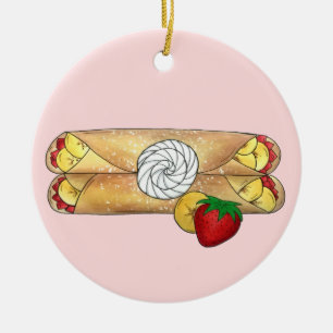 Ornamento De Cerâmica Strawberry Banana Crêpe Pancake Comida Francesa Cr