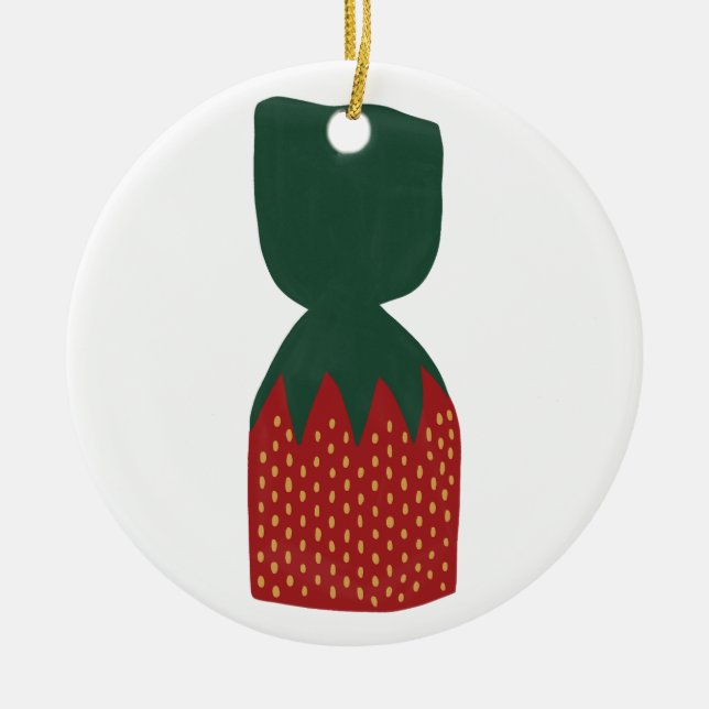 Ornamento De Cerâmica Strawberry Bon Bons Candies (Frente)