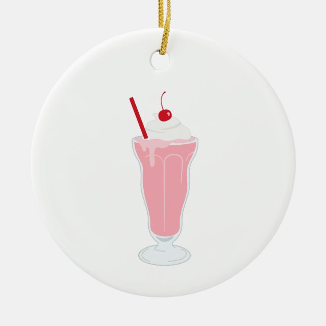 Ornamento De Cerâmica Strawberry Milkshake (Frente)