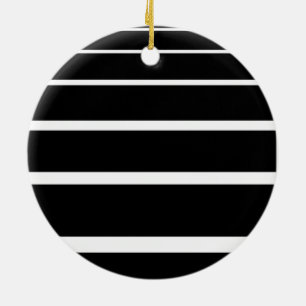 Ornamento De Cerâmica Stripes graduadas a preto e branco
