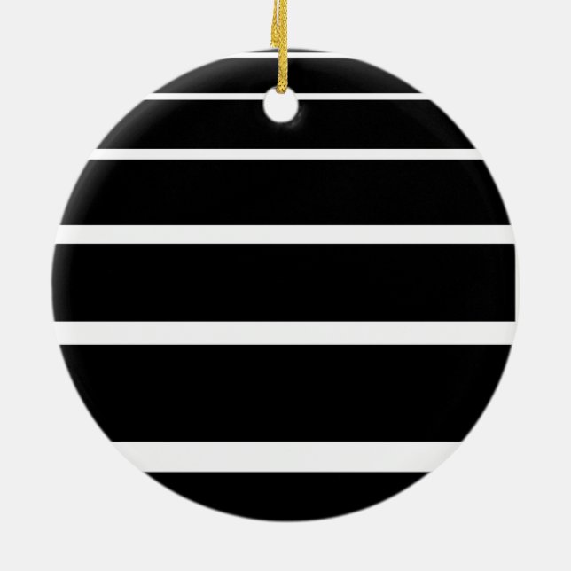 Ornamento De Cerâmica Stripes graduadas a preto e branco (Traseira)
