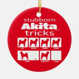 Ornamento De Cerâmica Stubborn Akita Tricks