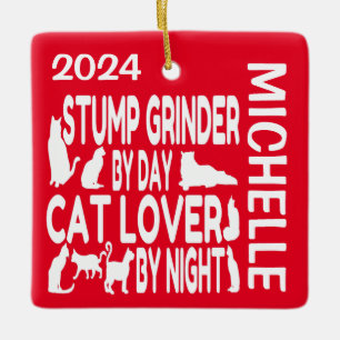 Ornamento De Cerâmica Stump Grinder ama Cats PERSONALIZADOS