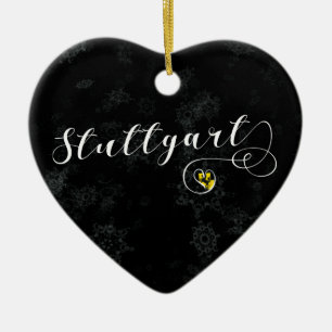 Ornamento De Cerâmica Stuttgart Heart, Ornament de Árvore de Natal, Alem