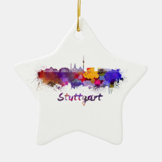 Ornamento De Cerâmica Stuttgart skyline in watercolor