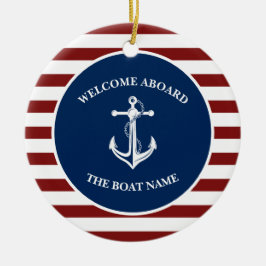 Ornamento De Cerâmica Sua Anchor de Nome do Barco