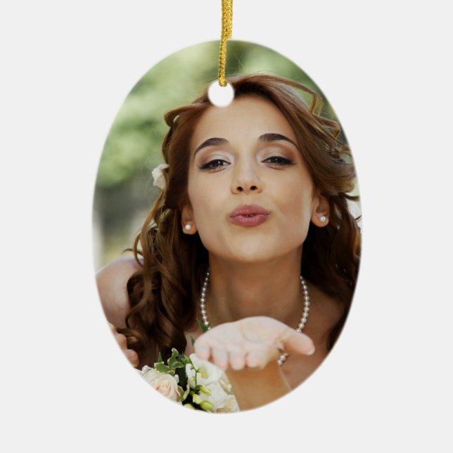 Ornamento De Cerâmica Sua Foto de Criação (Frente)