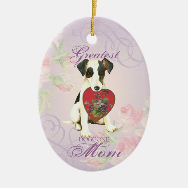 Ornamento De Cerâmica Suave Fox Terrier Heart Mãe Cerâmica (Frente)