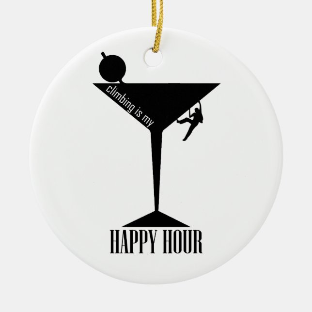 Ornamento De Cerâmica Subir É Minha Feliz Hora (Frente)