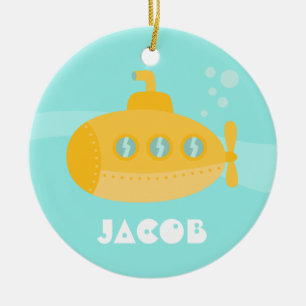 Ornamento De Cerâmica Submarino Amarelo Fofo, Subaquático, Para Meninos