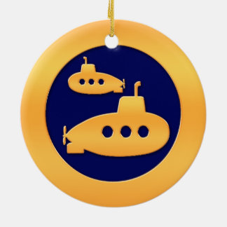 Ornamento De Cerâmica Submarinos Dourados