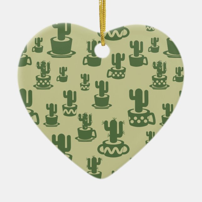 Ornamento De Cerâmica Succulent cactus silhouette in cups and pots  (Frente)