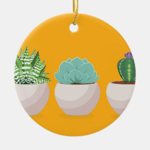 Ornamento De Cerâmica Succulent em um pote