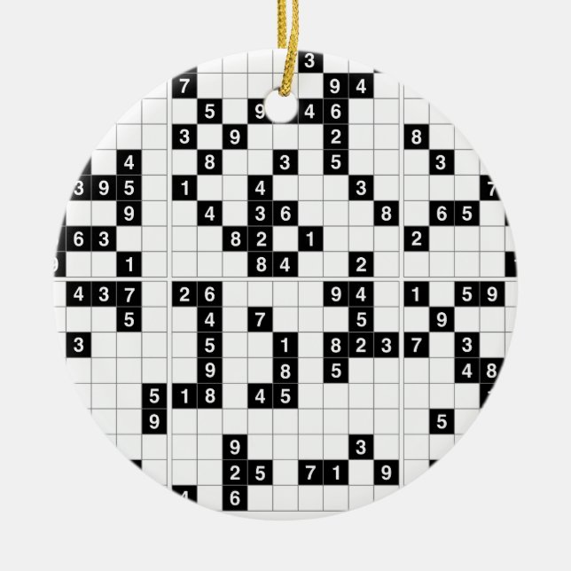 Ornamento De Cerâmica sudoku branco preto (Frente)