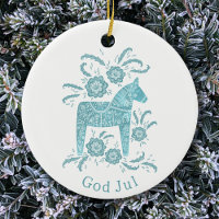 Sueco Dala Horse God Jul Teal White
