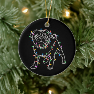 Ornamento De Cerâmica Suéter de Natal de árvore para cães Pug Xmas Anima