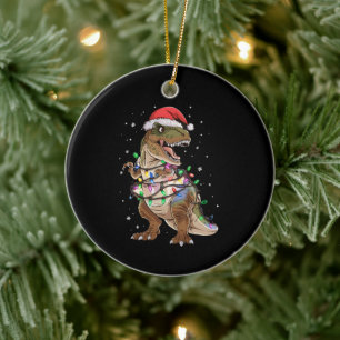 Ornamento De Cerâmica Suéter De Natal Dinossauro T-rex Árvore De Natal D