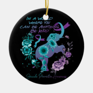 Ornamento De Cerâmica Suicídio Prevenção de elefante de girassol Roxo