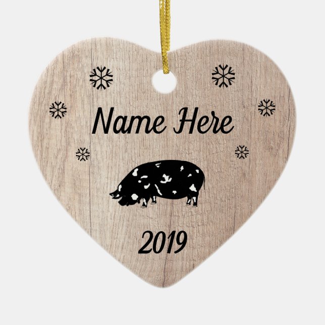 Ornamento De Cerâmica Suíno KuneKune Russo Personalizado (Frente)