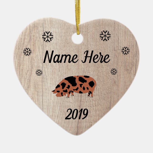 Ornamento De Cerâmica Suíno KuneKune Russo Personalizado (Frente)