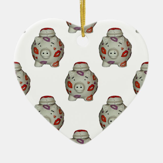 Ornamento De Cerâmica Suíno Lipstick Adorável (Frente)