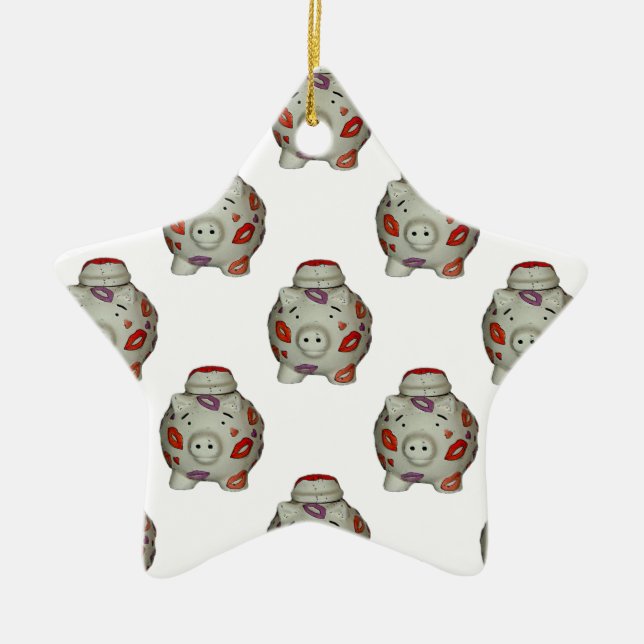 Ornamento De Cerâmica Suíno Lipstick Adorável (Frente)