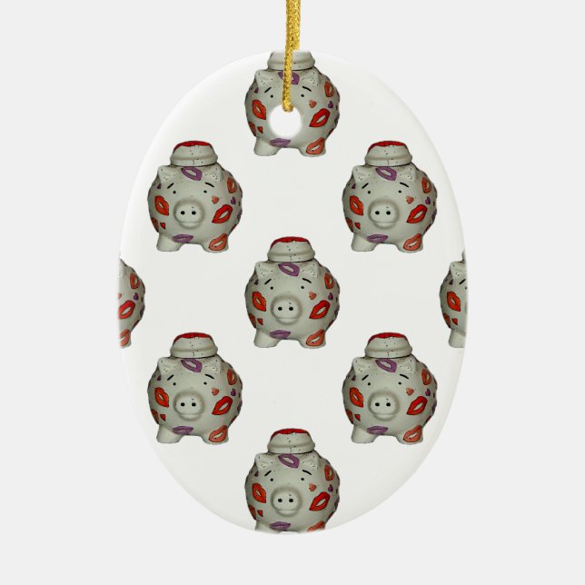 Ornamento De Cerâmica Suíno Lipstick Adorável (Frente)