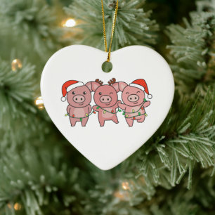 Ornamento De Cerâmica Suínos de Natal de Porcos Porcos