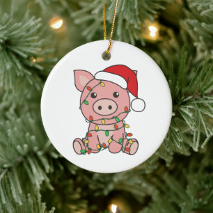 Ornamento De Cerâmica Suínos de Natal para Porcos