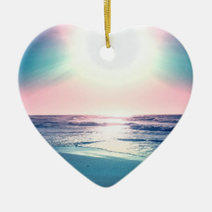 Ornamento De Cerâmica Summer Sea Sunset Tropical Beach Photo