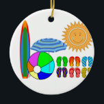 Ornamento De Cerâmica Summertime Beach Party<br><div class="desc">adorável design para o verão</div>