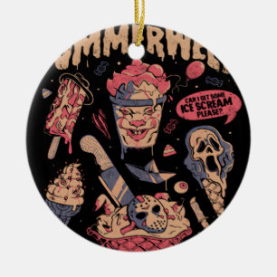 Ornamento De Cerâmica Summerween - Filmes de Terror Engraçados de Gótico