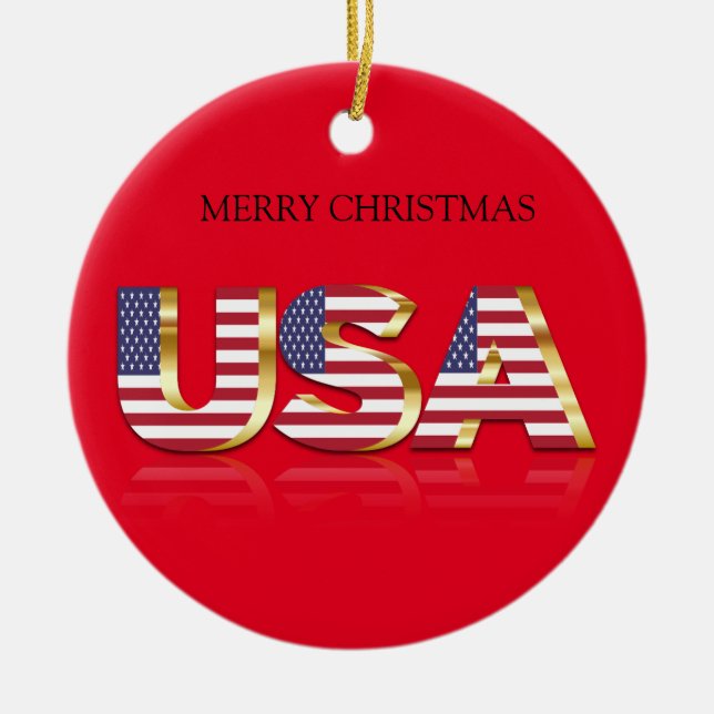 Ornamento De Cerâmica Sumo de Cerâmica Merry Christmas USD (Frente)