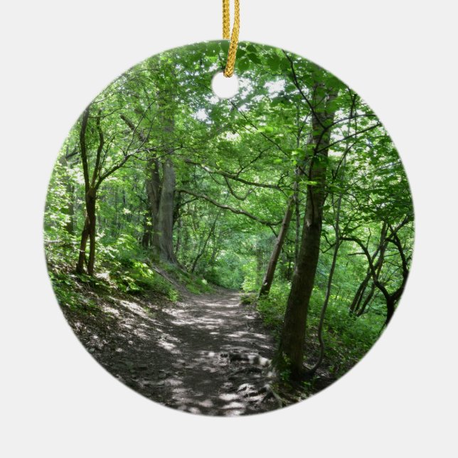 Ornamento De Cerâmica Sun através das árvores (Frente)