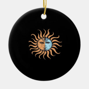 Ornamento De Cerâmica Sun E Moon Vintage Bohemian Abstrato