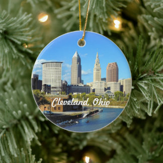 Ornamento De Cerâmica Sunny River Skyline Cleveland