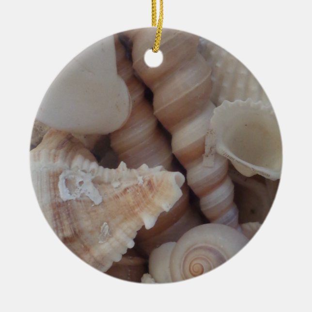 Ornamento De Cerâmica Sunny Summer Seasheles, Sea Shell Beach Love (Frente)